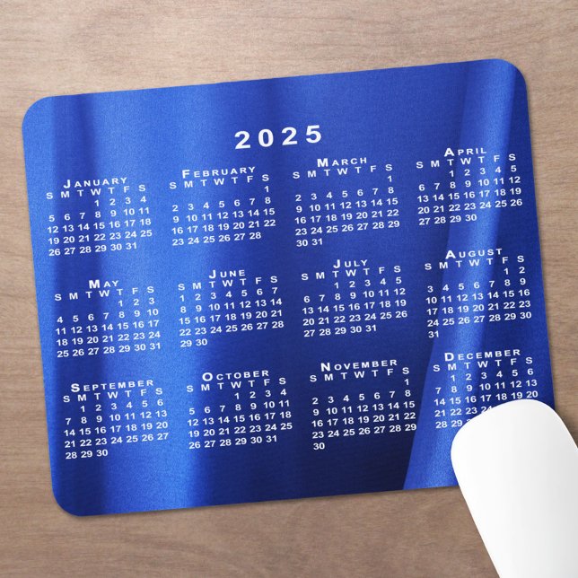 Kalender 2025 zum Abstrakten Blue Custom Foto Mousepad (2025 Calendar on Abstract Blue Custom Photo Mouse Pad in situ)