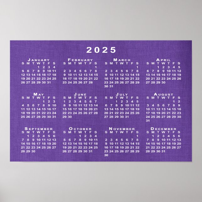 Kalender 2025 zum Foto "Lila Linen Texture" Poster (Vorne)