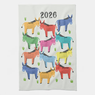 Kalender 2026 - Farbiger Donkey Geschirrtuch