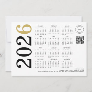 Kalender 2026 Firmenlogo QR-Code Frohes neues Jahr Feiertagskarte
