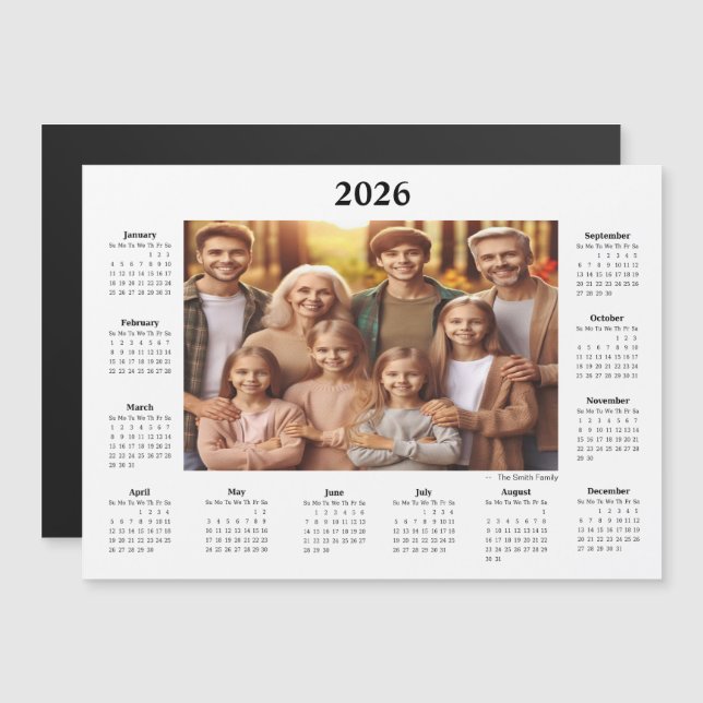 Kalender 2026 Foto Magnetkarte (Vorne/Hinten)