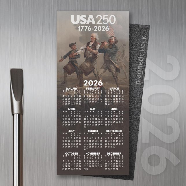Kalender 2026 - Geist von 76 - Amerikas 250. Magnetkarte (2026 Calendar of a Magnet)