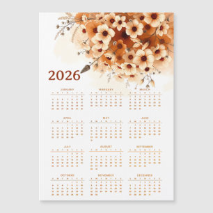 Kalender 2026 mit Blumen Magnetkarte