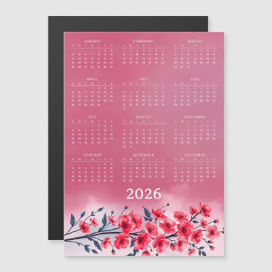 Kalender 2026 mit Blumen Magnetkarte