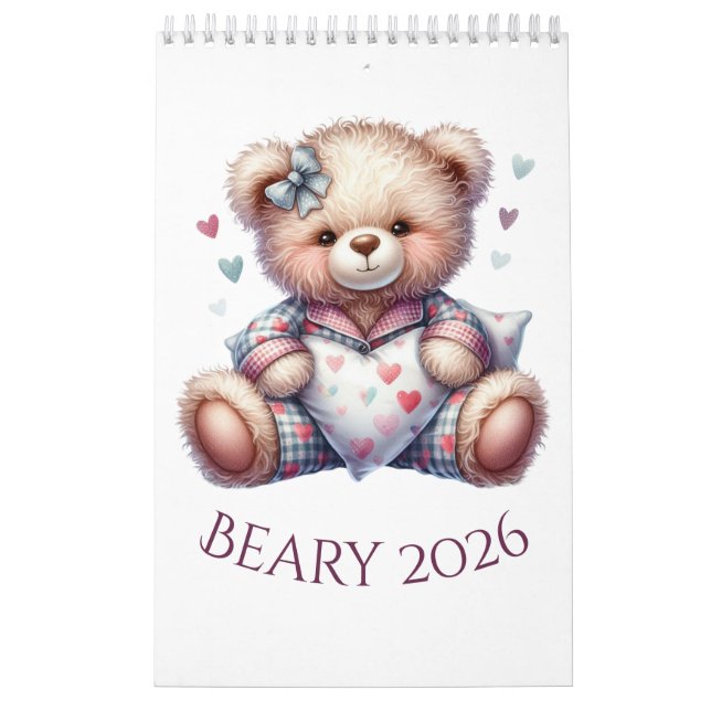 Kalender 2026 mit niedlichen Teddybären (Titelbild)