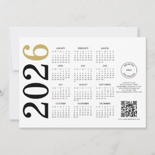 Kalender 2026 QR-Logo für Unternehmen - Glück Neue Feiertagskarte