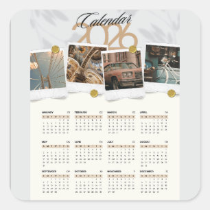 Kalender 2026 quadratischer aufkleber