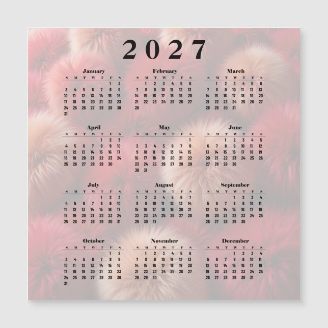  Kalender 2027 Fluffy Balls Magnetkarte (Vorderseite)