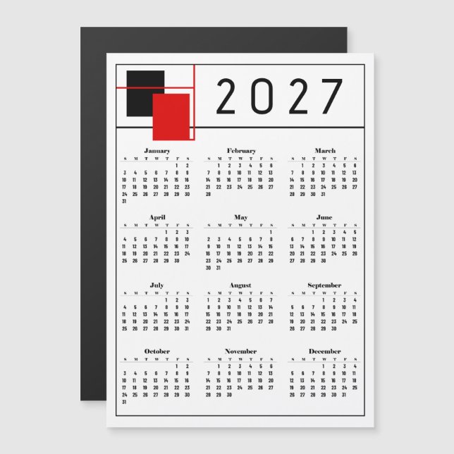 Kalender 2027 magnetkarte (Vorne/Hinten)
