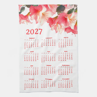 Kalender 2027 mit Blumen Geschirrtuch