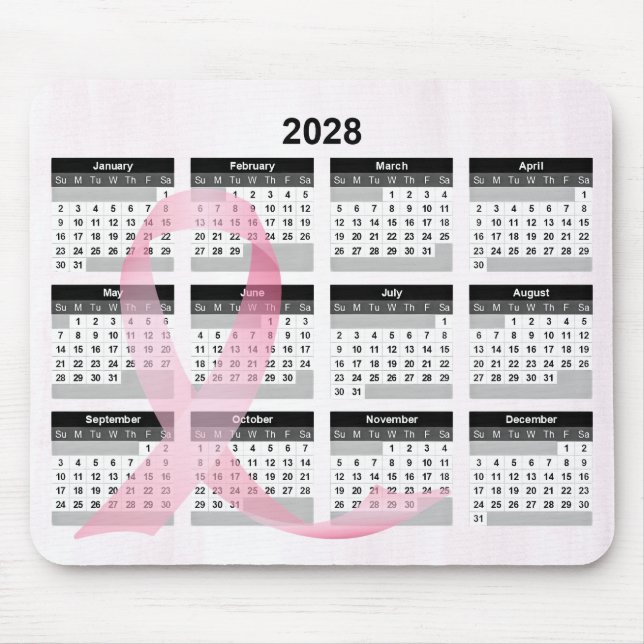 Kalender 2028 Pinkes Band Mousepad (Vorne)