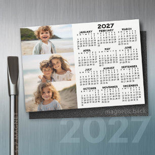 Kalender - 3 Fotos - Schwarz-weißes Grundmagazin Magnetkarte