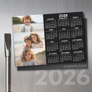 Kalender - 3 Fotos - Schwarz-weißes Grundmagazin Magnetkarte