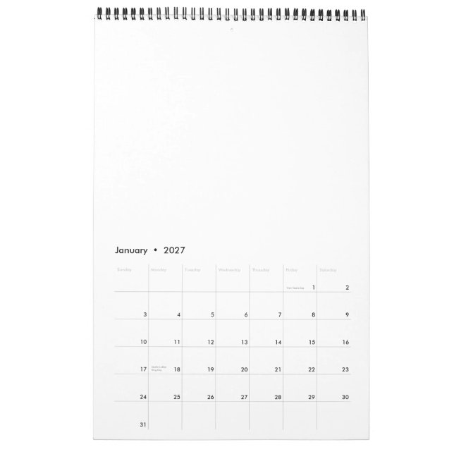 Kalender | 43 cm x 28 cm Einseitiger Mittelgroßer  (Jan 2027)