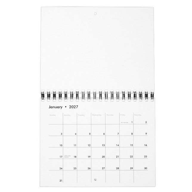 Kalender | 5,5" x 7" Zwei-Seiten Klein Schwarz (Jan 2027)
