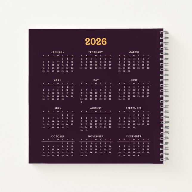 Kalender Begrüßung 2026 Neues Jahr Notizbuch (Rückseite)