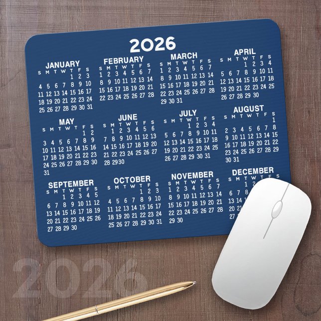 Kalender der ganzjährigen Ansicht - horizontal Mousepad (2026 Calendar with your logo or photos - Great Business Gift or Home Office Decor)