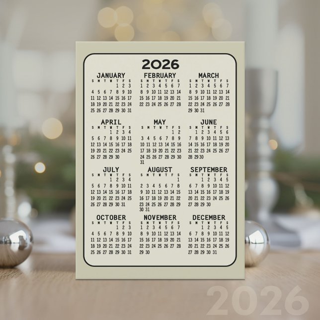 Kalender der ganzjährigen Ansicht - MCM-Muster auf Programm (2026 Calendar Card)