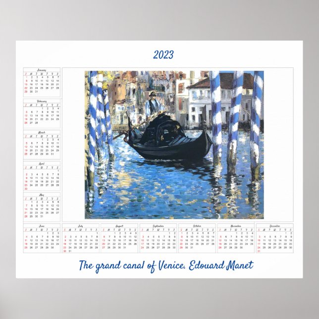 Kalender Der große Kanal von Venedig Edouard Manet Poster (Vorne)