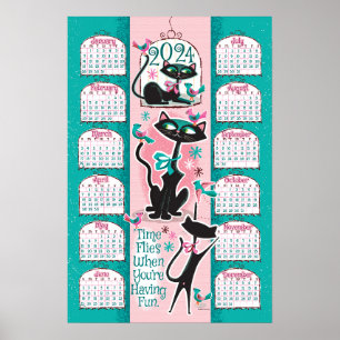 Kalender der Neuen Katzen Mitte 2024 Poster