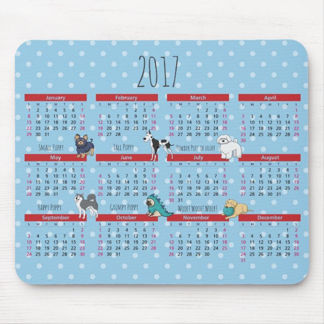 Kalender des Gedicht-Gedicht-2017 Mousepad (Vorne)