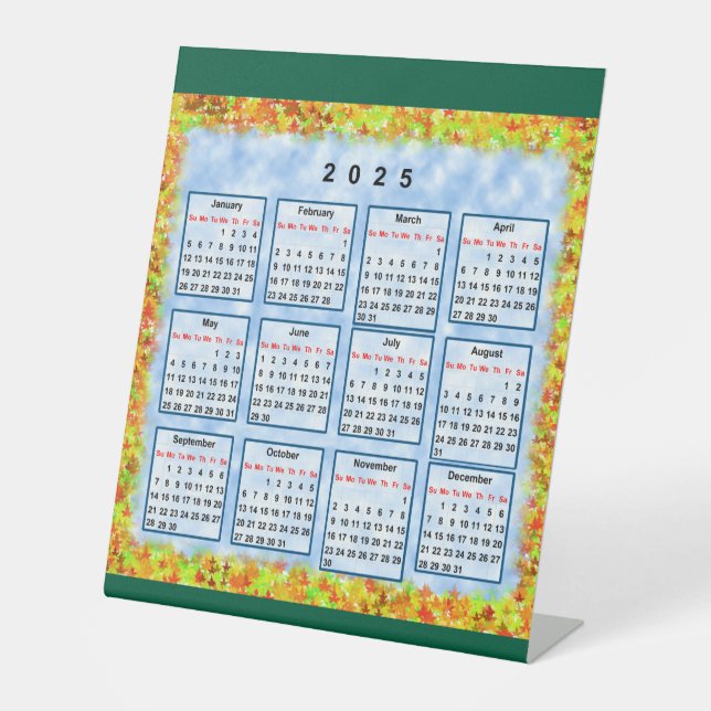 Kalender des Jahres 2025 Sockelschild (Vorderseite)