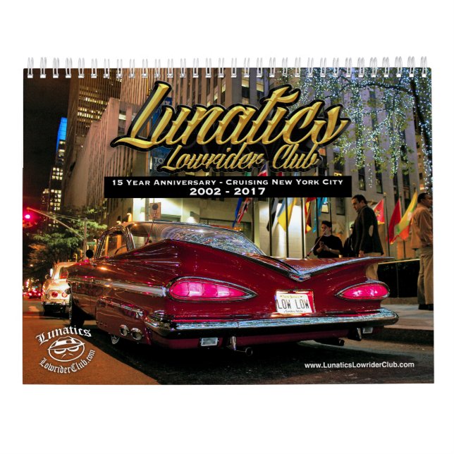 Kalender des Lunatics Lowrider-Verein-NYC 2017 (Rückseite)