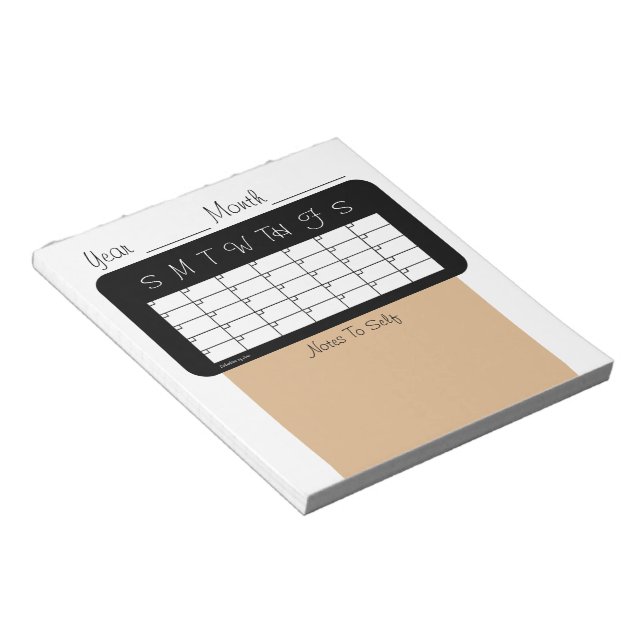 Kalender des Month Tan Notepad Notizblock (angewinkelt)