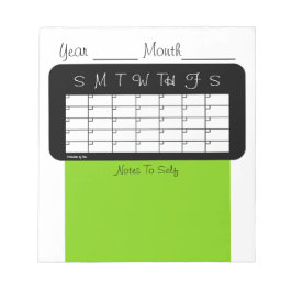 Kalender des Month Yellow Green Notepad Notizblock