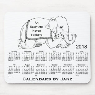 Kalender des weißen Elefant-2018 durch Janz Mousepad