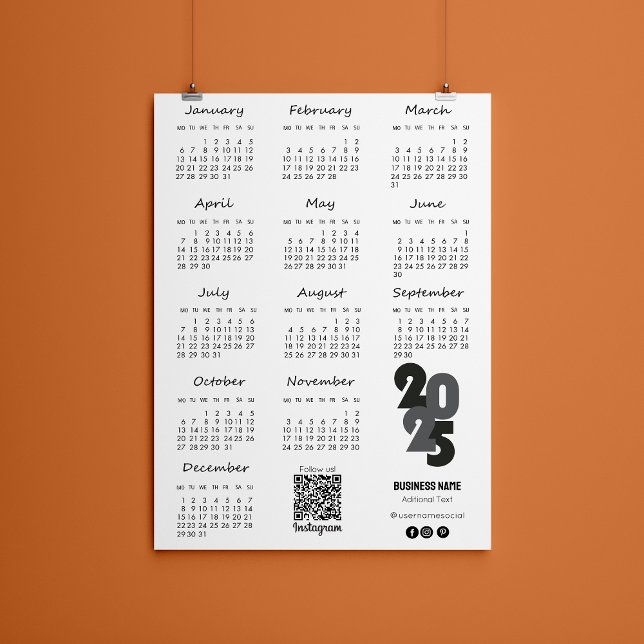 Kalender Deutsch 2025 Jahr Kalender Basic Einladung (2025 Year Calendar Basic Black And White Invitation)