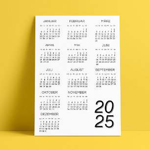 Kalender Deutsch 2025 Kalender Schwarz/Weiß Einladung