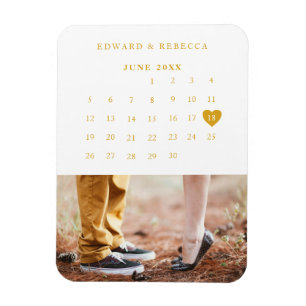 Kalender Elegant Gold Foto Hochzeit Termin merken Magnet