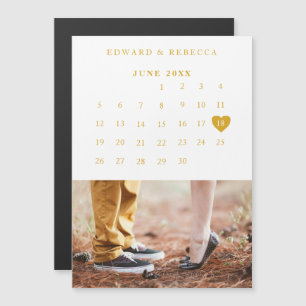 Kalender Elegant Gold Foto Hochzeit Termin merken Magneteinladung