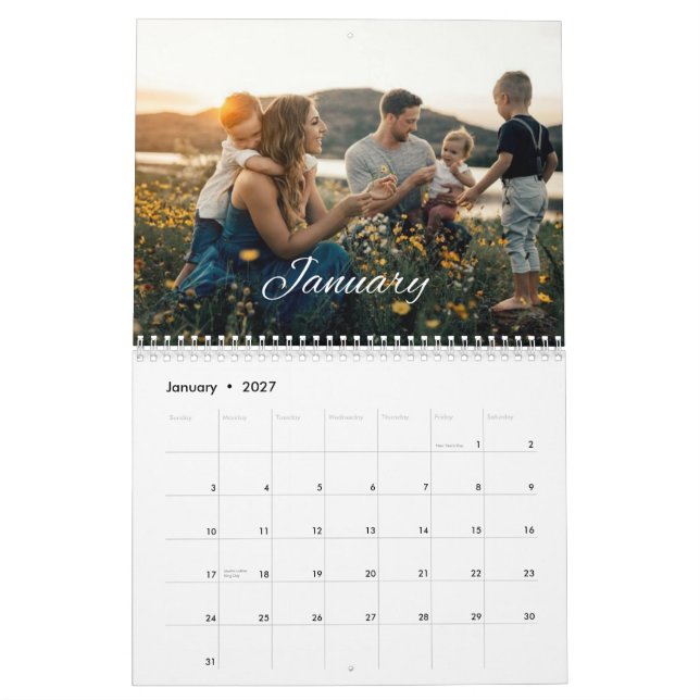 Kalender für benutzerdefinierte Fotos der 2024-Fam (Jan 2027)