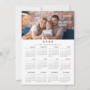 Kalender für das gesamte Jahr 2026 mit Foto Feiertagskarte