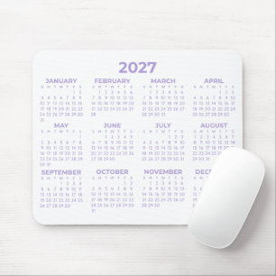 Kalender für das gesamte Jahr 2027 Lavendel Lila W Mousepad
