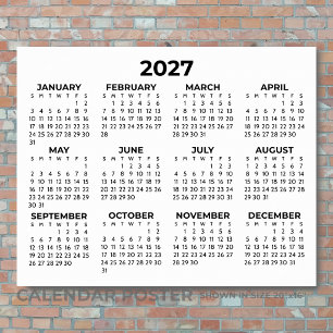 Kalender für das gesamte Jahr 2027 Minimalistisch Poster