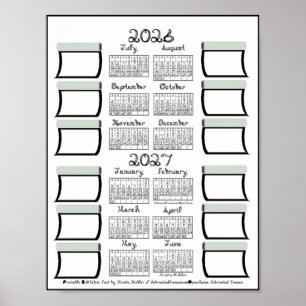 Kalender für das Schuljahr 2026-2027 Fabric Font & Poster