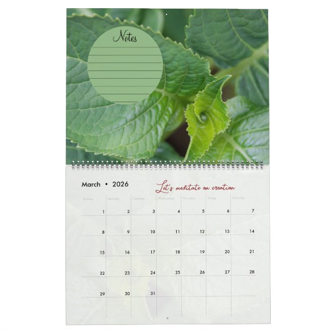 Kalender für Gott Meditation Gartenbilder: Notizen (Mär 2026)