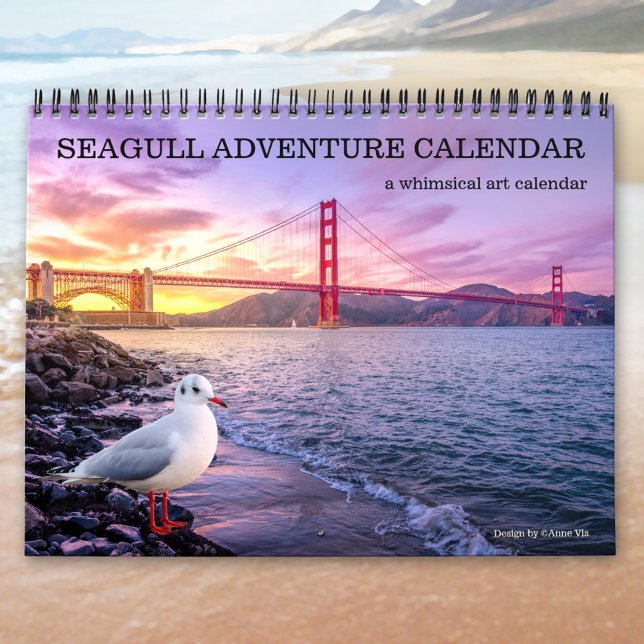 Kalender für künstlerische Seagull (Calendar for seagull lovers featuring images and paintings of seagulls traveling the world)