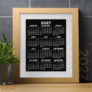 Kalender - Ganzjahresansicht vertikal - Schwarz Fotodruck