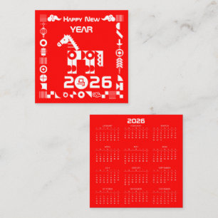 Kalender - Glück im neuen Jahr 2026 Quadratische Visitenkarte