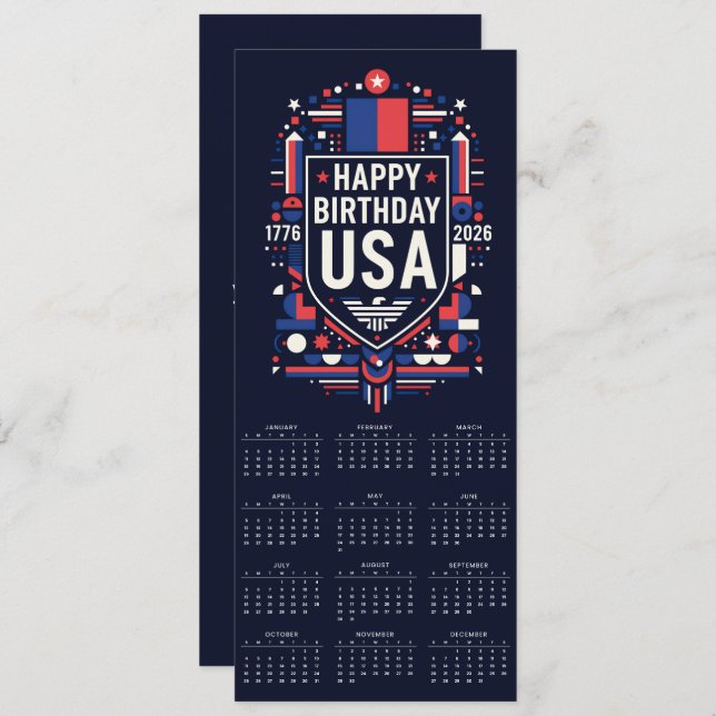 Kalender Glückwunsch Geburtstag USA 250 Feiertagskarte (Vorne/Hinten)