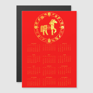 Kalender Gold Chinesisches neues Jahr 2026 Magnetkarte