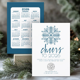 Kalender - Happy New Year Blue Snowflake Business Feiertagskarte