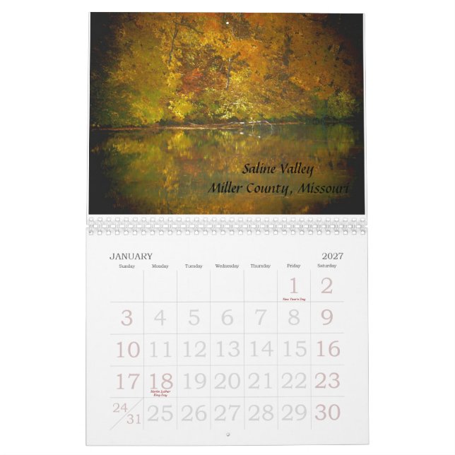Kalender-Herbst im Ozarks Kalender (Jan 2027)