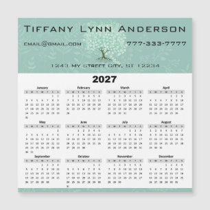 Kalender Herz Blatt Baum Floral Mint Grün Magnetkarte