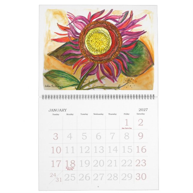 Kalender künstlerischer Blume (Jan 2027)