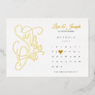 Kalender Liebe Herz Save the Date Gold Folieneinladung